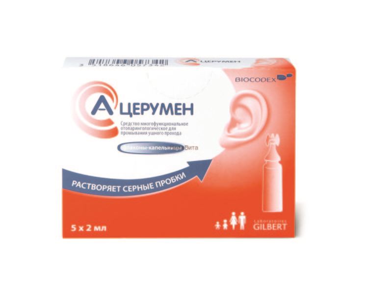 А-ЦЕРУМЕН ПЛЮС средство д/промывания ушного прохода 2мл N5 фл.-капельница Лаборатория Жильбер
