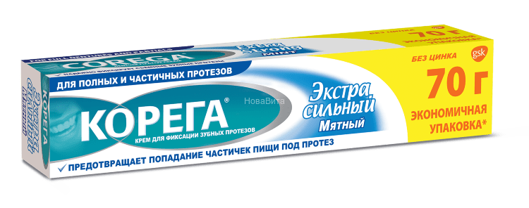КОРЕГА крем д/протезов Экстра сильный Мятный 70мл Stafford Miller